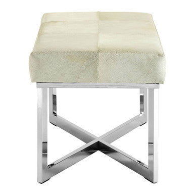 Orsina Kensington Townhouse Grey Hair on Leather Bench – Metal Base