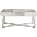 Orsina Kensington Townhouse Grey Hair on Leather Bench – Metal Base