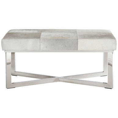 Orsina Kensington Townhouse Grey Hair on Leather Bench – Metal Base
