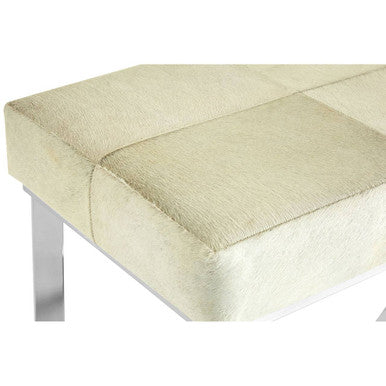 Orsina Kensington Townhouse Grey Hair on Leather Bench – Metal Base