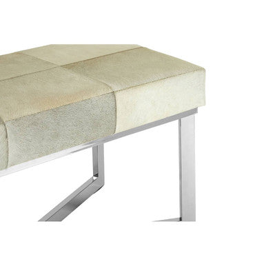 Orsina Kensington Townhouse Grey Hair on Leather Bench – Metal Base