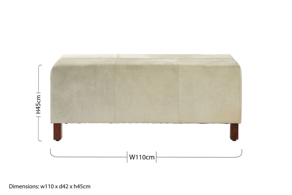 Orsina Kensington Townhouse Natural Hair On Leather Bench – Wood Legs