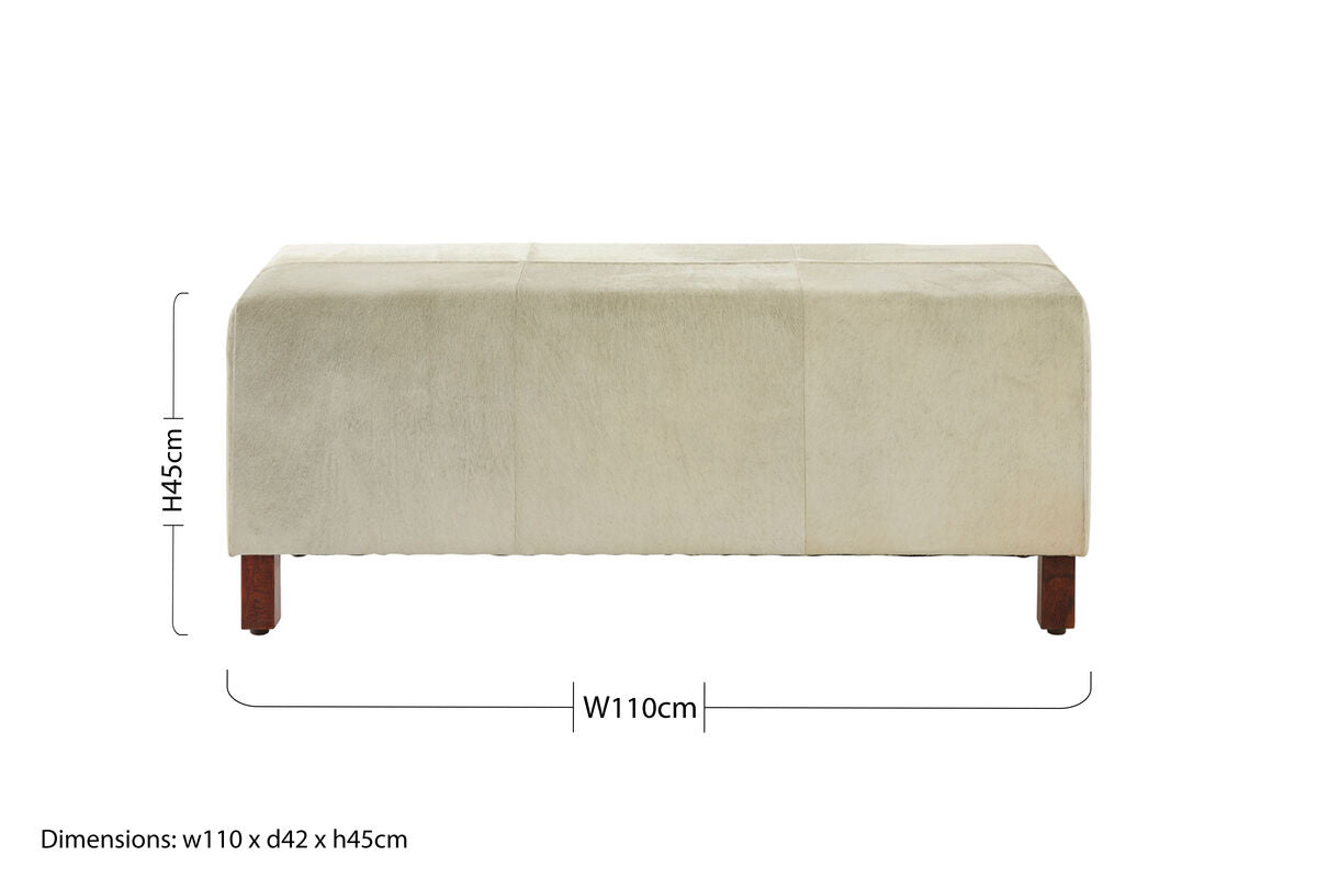 Orsina Kensington Townhouse Natural Hair On Leather Bench – Wood Legs