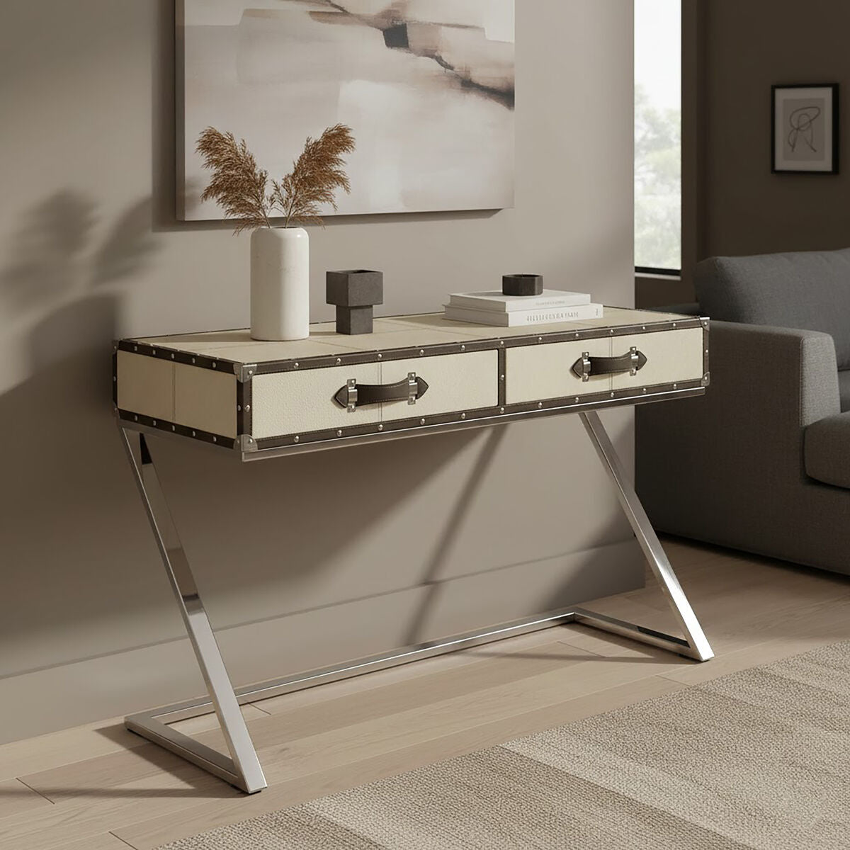 Orsina Kensington Mango Wood 2-Drawer Console Table with Z-Legs