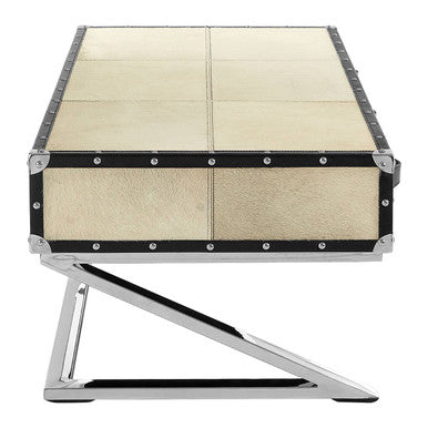 Orsina Mango Wood Coffee Table – 3-Drawer with Leather Handles