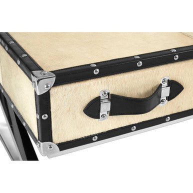 Orsina Mango Wood Coffee Table – 3-Drawer with Leather Handles