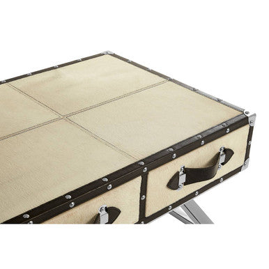 Orsina Mango Wood Coffee Table – 3-Drawer with Leather Handles