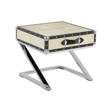 Orsina Kensington Townhouse Leather End Table with Storage Cabinet