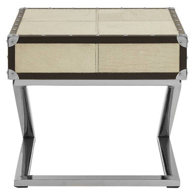 Orsina Kensington Townhouse Leather End Table with Storage Cabinet