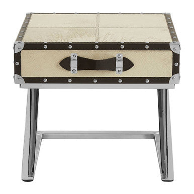 Orsina Kensington Townhouse Leather End Table with Storage Cabinet