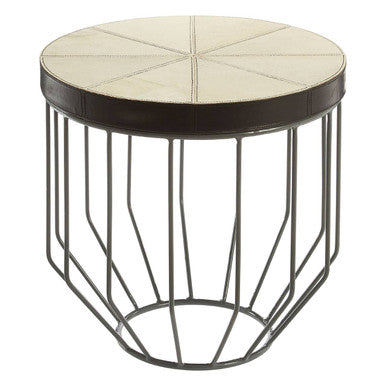 Orsina Kensington Townhouse Tall Iron Side Table with Leather Top