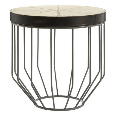 Orsina Kensington Townhouse Tall Iron Side Table with Leather Top