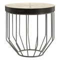 Orsina Kensington Townhouse Tall Iron Side Table with Leather Top