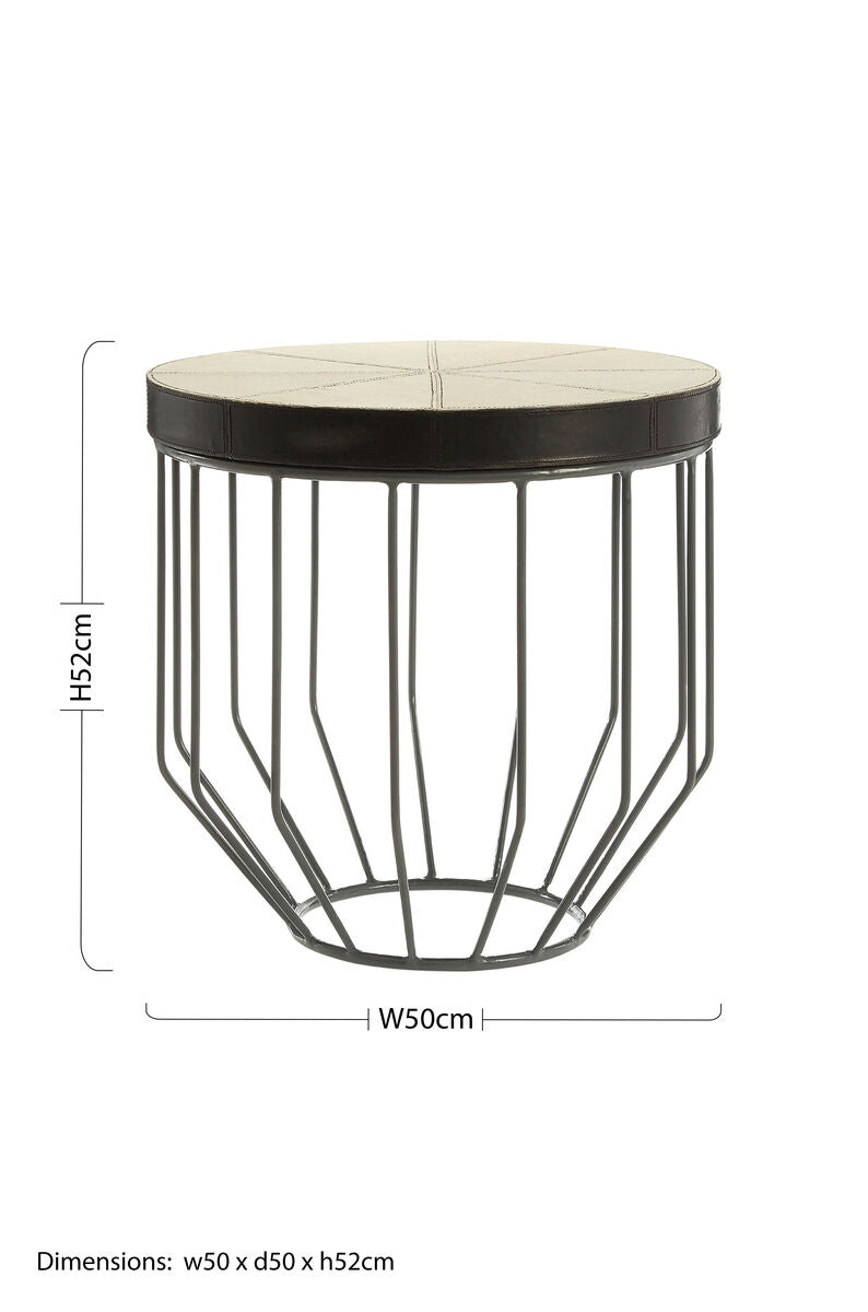 Orsina Kensington Townhouse Tall Iron Side Table with Leather Top