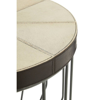 Orsina Kensington Townhouse Tall Iron Side Table with Leather Top