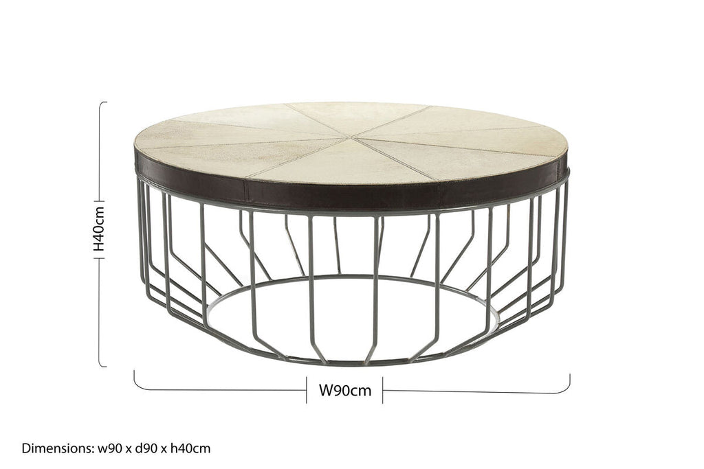 Orsina Kensington Townhouse Leather Coffee Table | Grey Iron Base