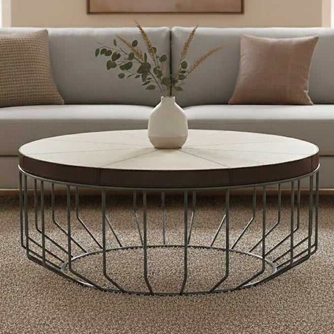 Orsina Kensington Townhouse Leather Coffee Table | Grey Iron Base