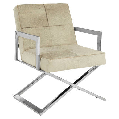 Orsina Kensington Townhouse Grey Leather Accent Chair – Silver Frame