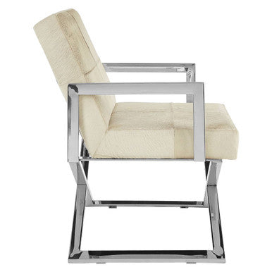 Orsina Kensington Townhouse Grey Leather Accent Chair – Silver Frame