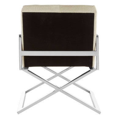 Orsina Kensington Townhouse Grey Leather Accent Chair – Silver Frame