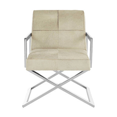Orsina Kensington Townhouse Grey Leather Accent Chair – Silver Frame