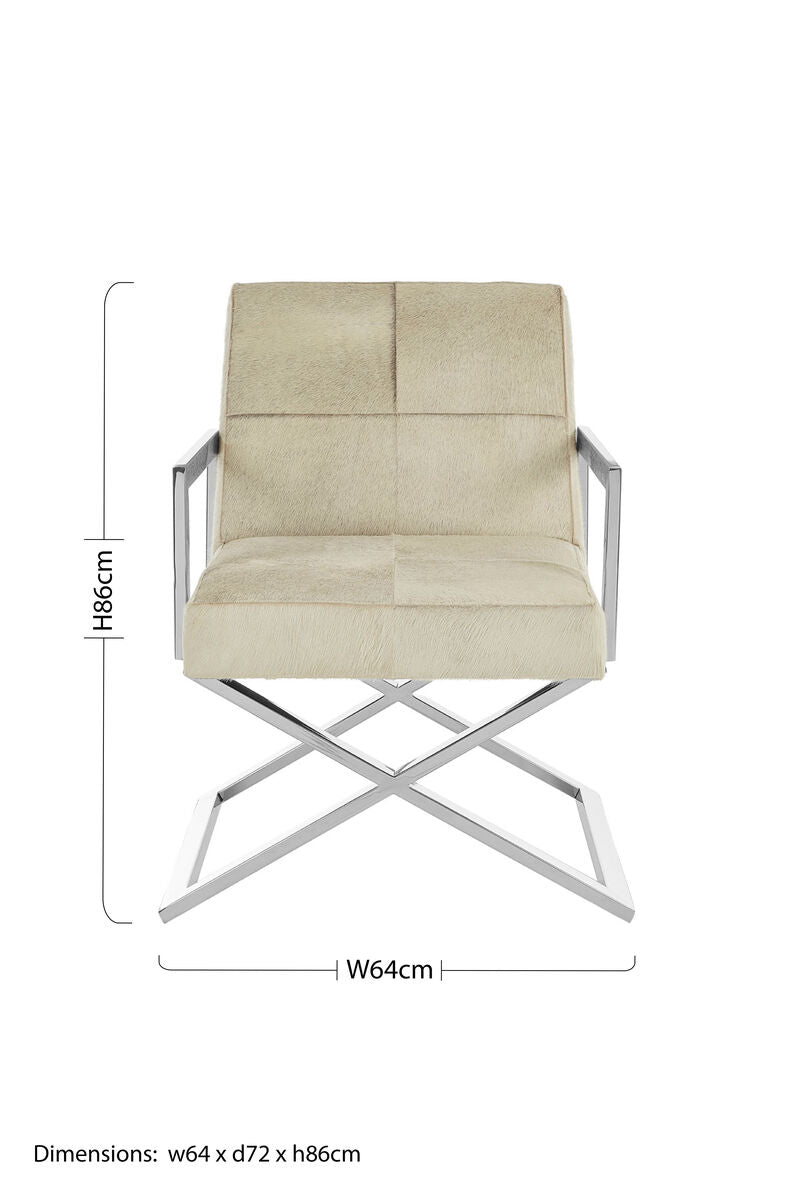 Orsina Kensington Townhouse Grey Leather Accent Chair – Silver Frame