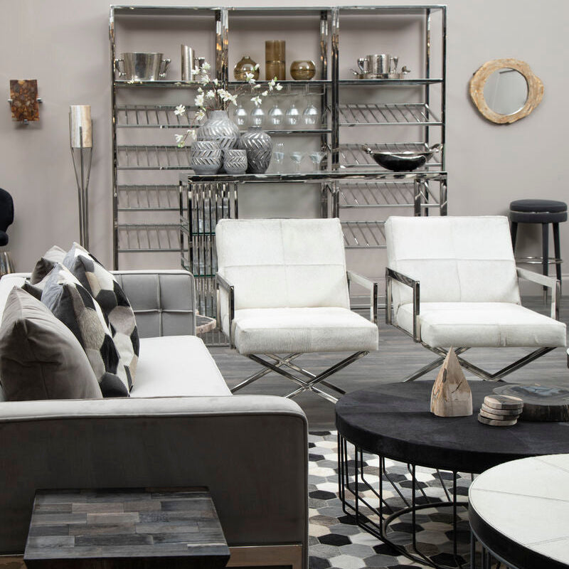 Orsina Kensington Townhouse Grey Leather Accent Chair – Silver Frame