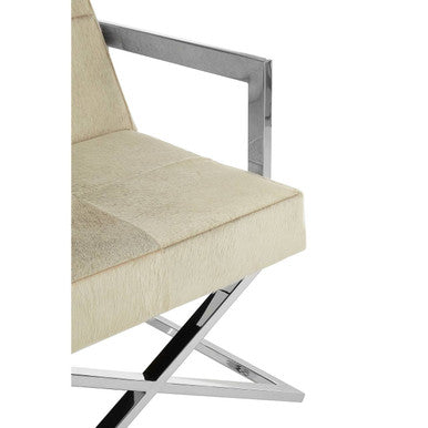 Orsina Kensington Townhouse Grey Leather Accent Chair – Silver Frame