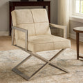 Orsina Kensington Townhouse Grey Leather Accent Chair – Silver Frame
