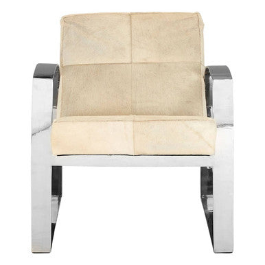 Orsina Kensington Townhouse Hairon Leather Accent Chair | Steel Legs