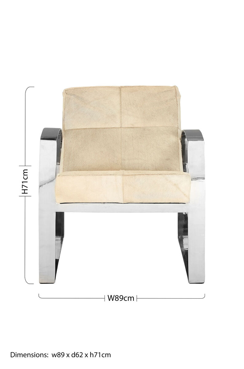 Orsina Kensington Townhouse Hairon Leather Accent Chair | Steel Legs