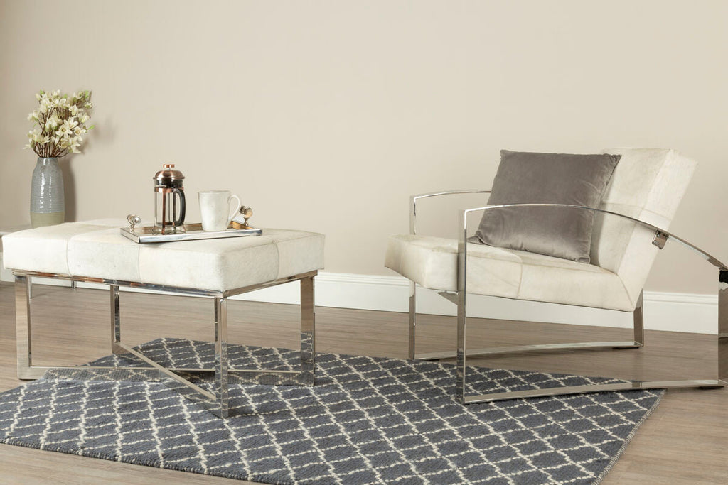 Orsina Kensington Townhouse Hairon Leather Accent Chair | Steel Legs