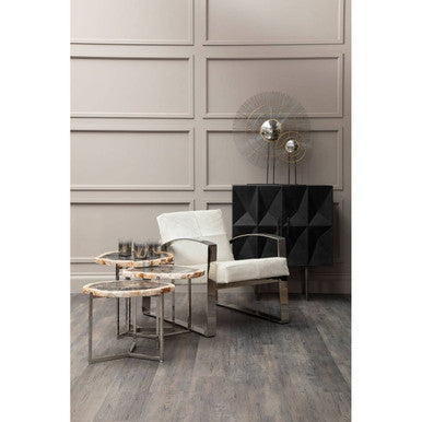Orsina Kensington Townhouse Hairon Leather Accent Chair | Steel Legs