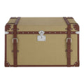 Orsina Columbus Large Canvas Storage Trunk – Brown Leather & Silver Studs