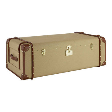 Orsina Columbus Canvas Trunk Coffee Table with Leather Storage Detail