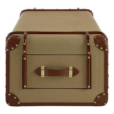Orsina Columbus Canvas Trunk Coffee Table with Leather Storage Detail