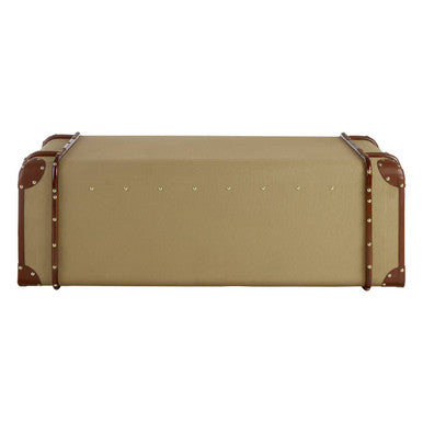 Orsina Columbus Canvas Trunk Coffee Table with Leather Storage Detail