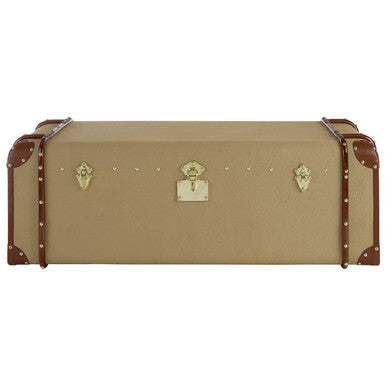 Orsina Columbus Canvas Trunk Coffee Table with Leather Storage Detail