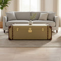 Orsina Columbus Canvas Trunk Coffee Table with Leather Storage Detail