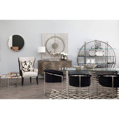 Orsina Vogue Glass Dining Table | Rectangular Stainless Steel Base