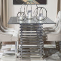 Orsina Vogue Glass Dining Table | Rectangular Stainless Steel Base