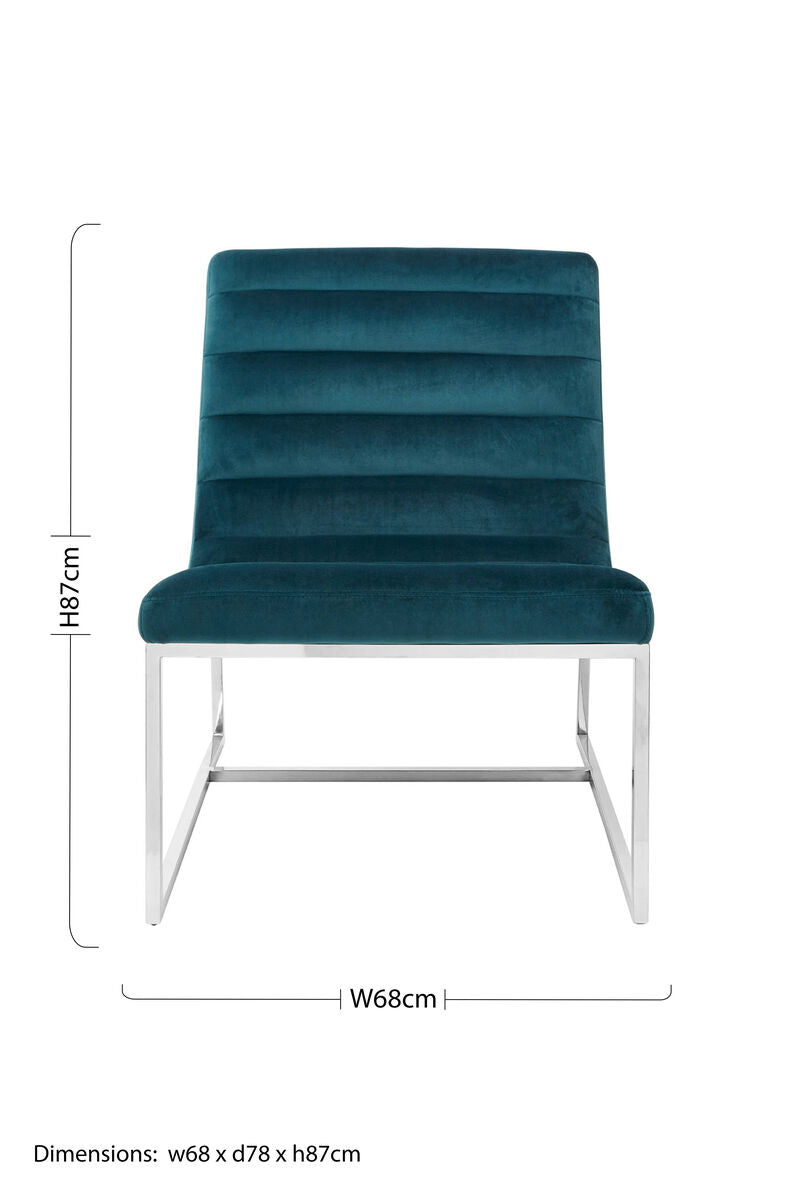 Orsina Vogue Teal Velvet Lounge Chair – Curved Tufted Accent Chair