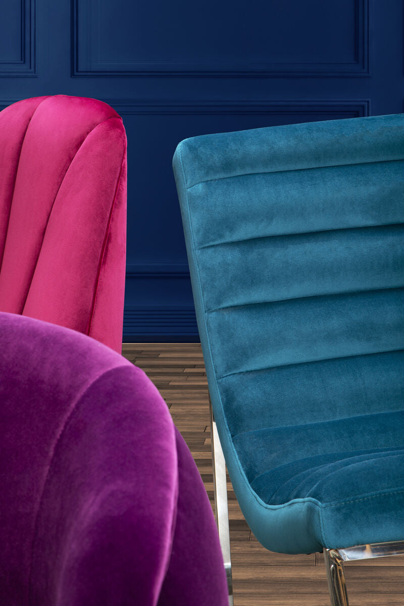 Orsina Vogue Teal Velvet Lounge Chair – Curved Tufted Accent Chair