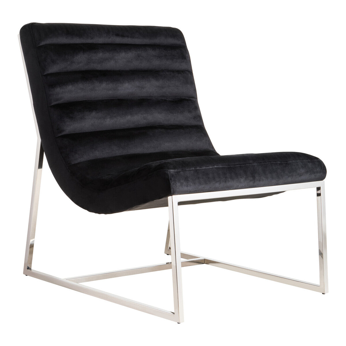 Orsina Vogue Midnight Blue Velvet Lounge Chair – Armless Accent Seat