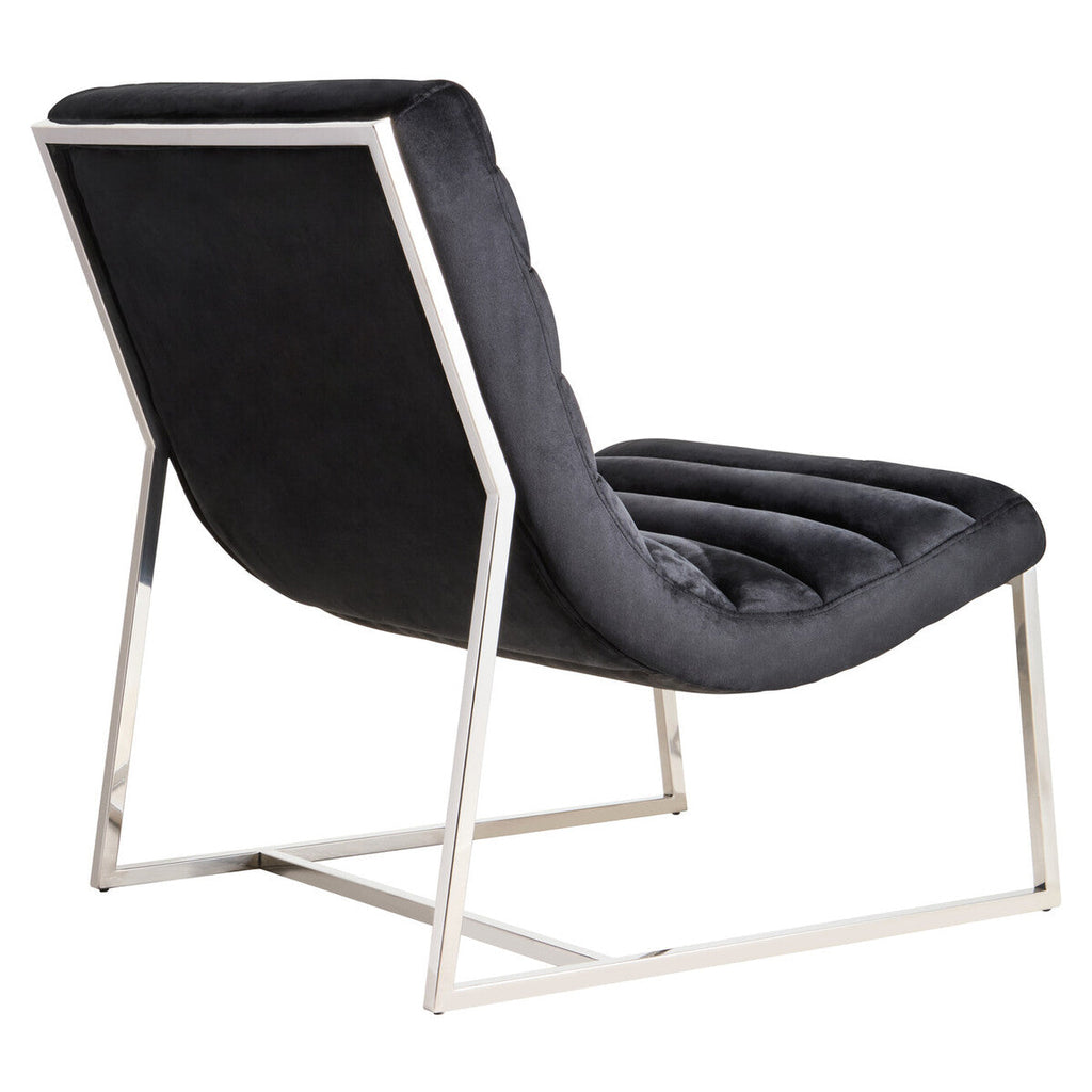 Orsina Vogue Midnight Blue Velvet Lounge Chair – Armless Accent Seat