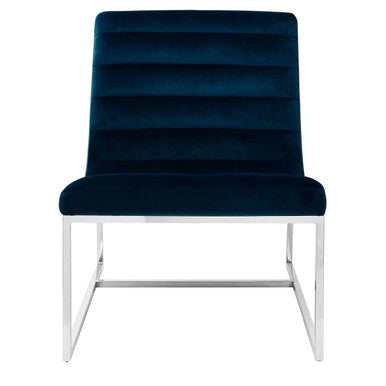 Orsina Vogue Midnight Blue Velvet Lounge Chair – Armless Accent Seat