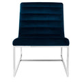 Orsina Vogue Midnight Blue Velvet Lounge Chair – Armless Accent Seat