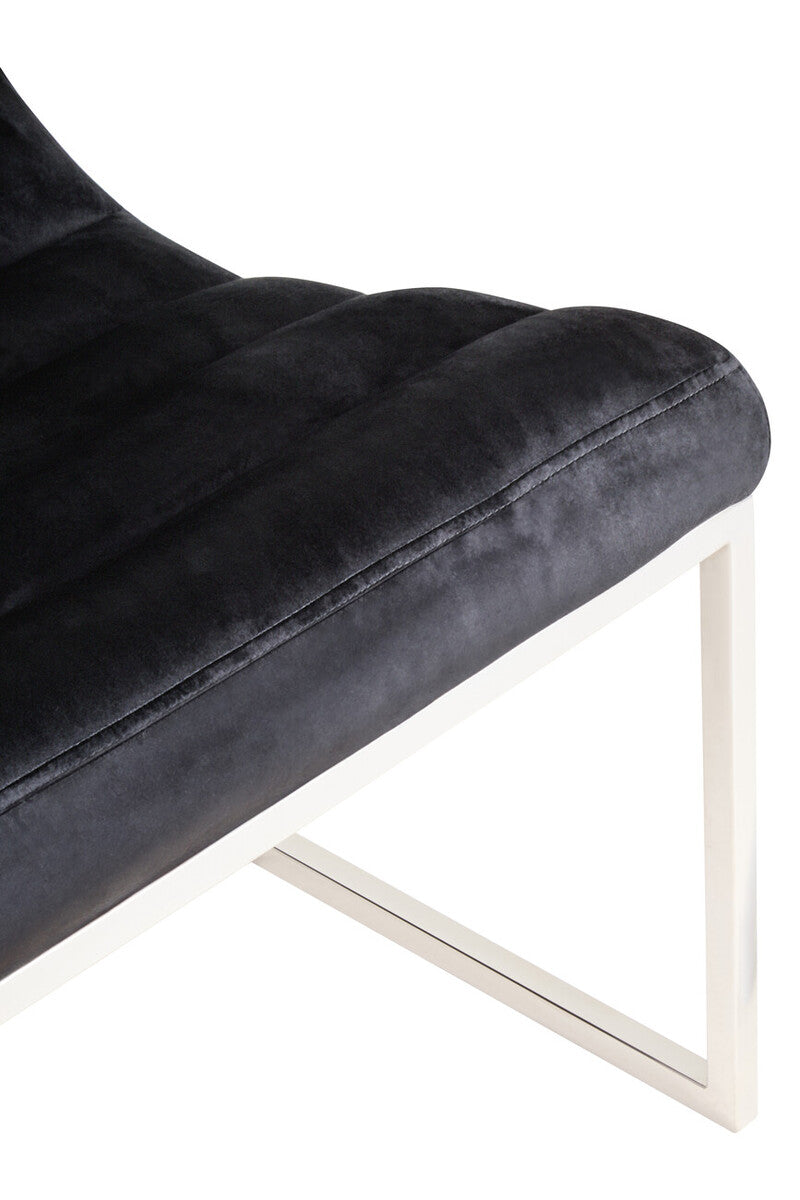 Orsina Vogue Midnight Blue Velvet Lounge Chair – Armless Accent Seat