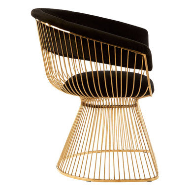 Orsina Vogue Black Velvet Accent Chair with Gold Finish – Art Deco