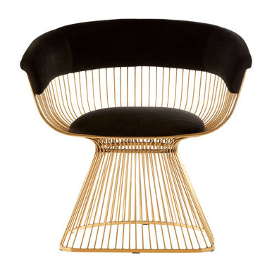 Orsina Vogue Black Velvet Accent Chair with Gold Finish – Art Deco